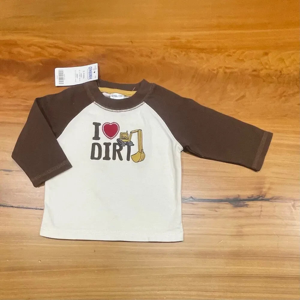 NEW Gymboree Shirt I Love Dirt Builder Bulldozer 3 6 m
